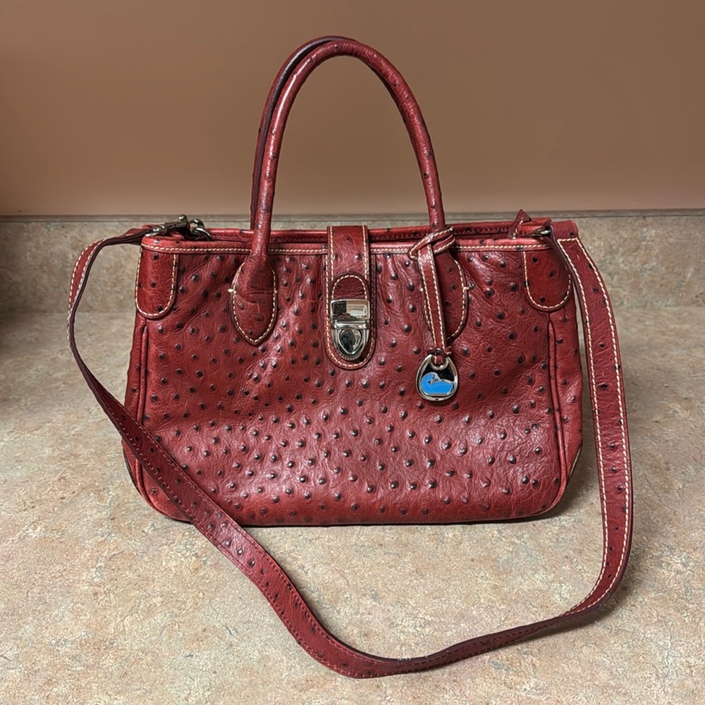 Dooney & Bourke Embossed Ostrich satchel purse.